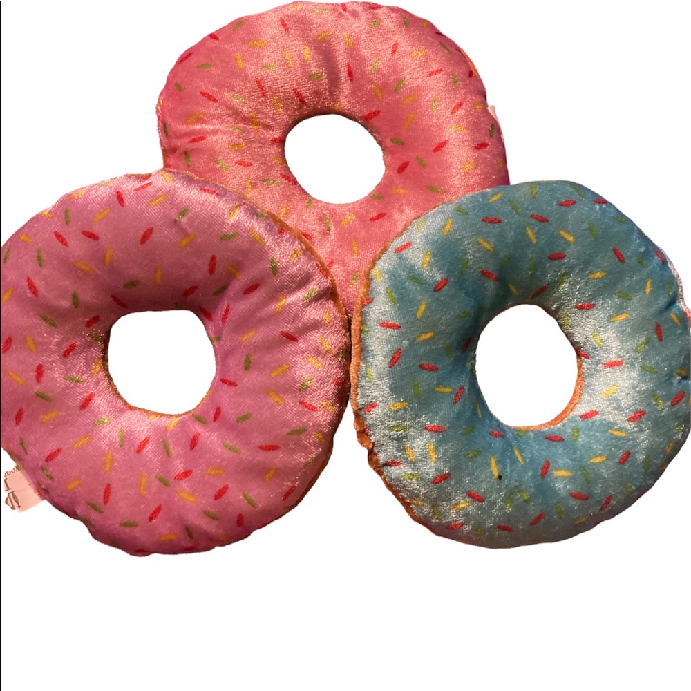 Pink purple blue stuffed donuts for kids